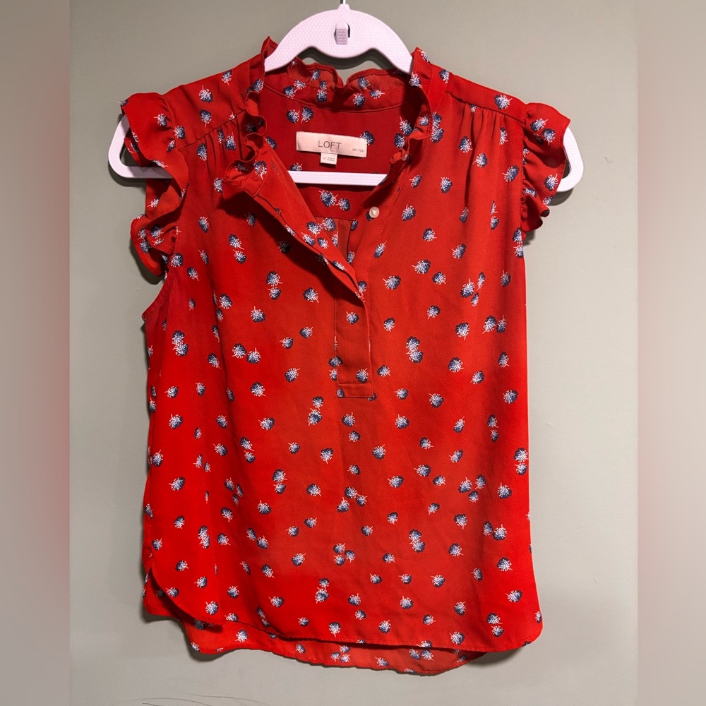 LOFT WOMENS ORANGE BLOUSE